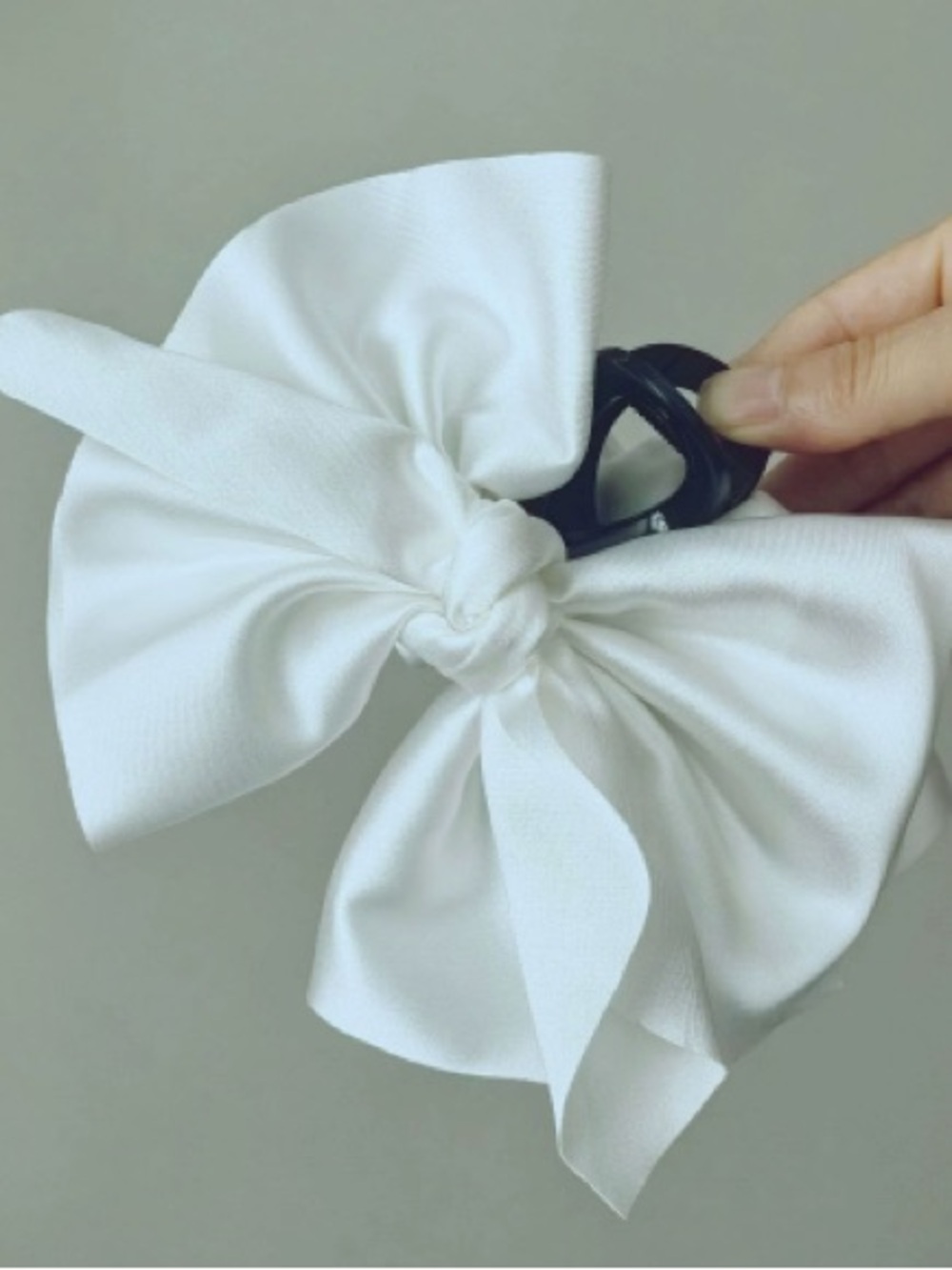 White Fabric Bow Hair Clip for Women